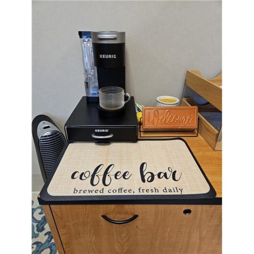 Coffee Bar Mat | Stain-absorbent with waterproof rubber backing | Coffee 19"x12"